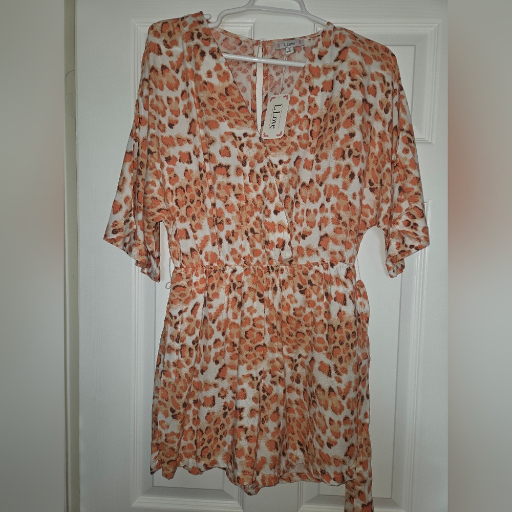 Luxe Vibrant Orange and Cream Leopard Print ROMPER